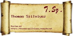 Thomas Szilviusz névjegykártya